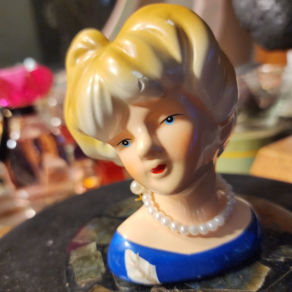 Vintage 50s Lady Head Vase